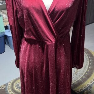 SHEIN Red Sparkle Midi Dress